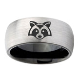 10mm-Raccoon-Animal-Dome-Tungsten-Carbide-Silver-Black-Engagement-Ring
