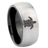8mm Sea Turtle Dome Silver Tungsten Carbide Rings
