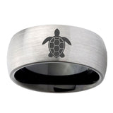 6, 8mm Sea Turtle Dome Silver Tungsten Carbide Rings