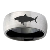 8mm-Shark-Dome-Tungsten-Carbide-Silver-Black-Wedding-Band-Mens