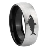 8mm Shark Dome Gray And Black Tungsten Wedding Band Mens