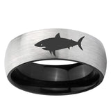 6mm Shark Dome Gray And Black Tungsten Wedding Band Mens