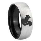 8mm Squirrel Dome Gray And Black Tungsten Wedding Ring For Him