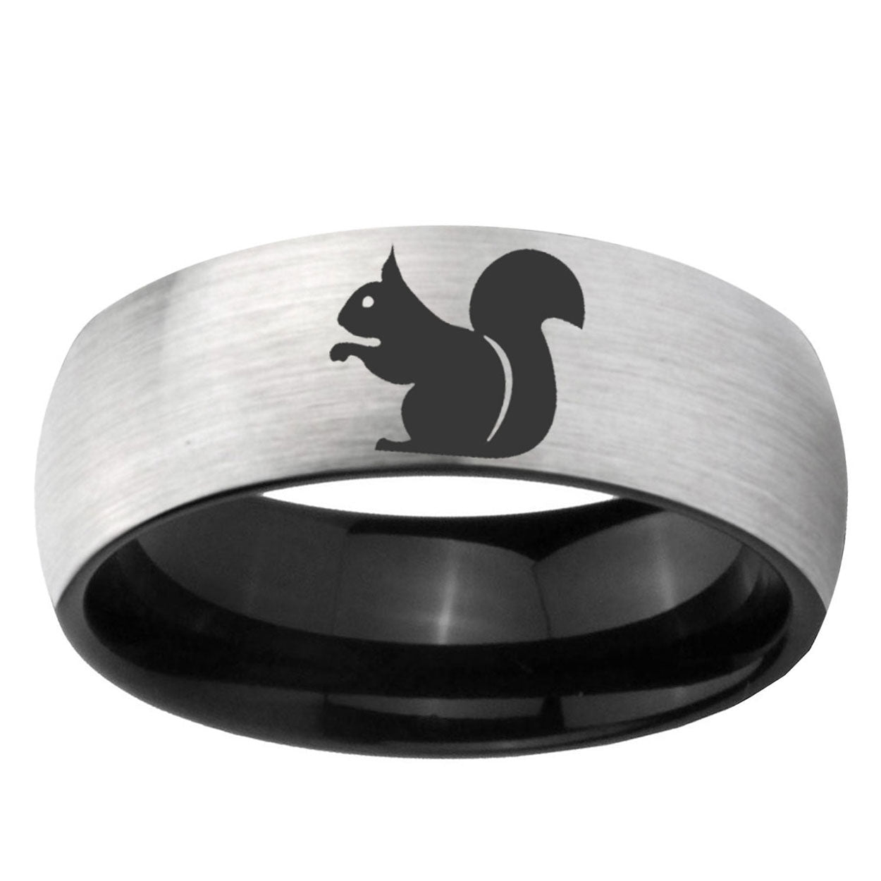 6mm Squirrel Two-Tone Classic Dome Gray Black Tungsten Promise Ring