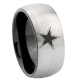 10mm-Cowboys-Star-Dome-Tungsten-Carbide-Silver-Black-Engagement-Ring