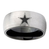 8mm-Cowboys-Star-Dome-Tungsten-Carbide-Silver-Black-Wedding-Band-Mens