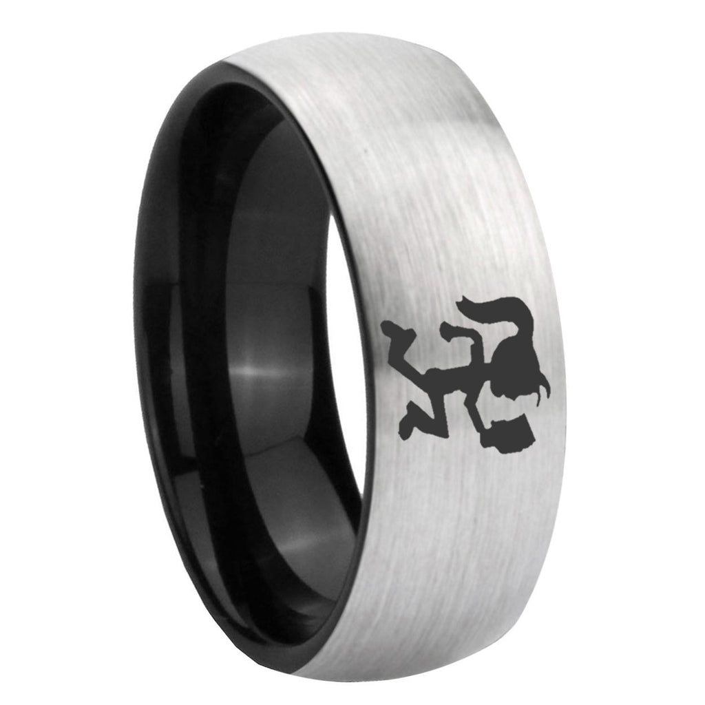 10mm Hatchet Woman Dome Tungsten Carbide Silver Black Engagement Ring