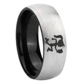 10mm Hatchet Woman Dome Tungsten Carbide Silver Black Engagement Ring
