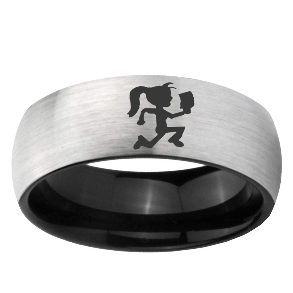 10mm Hatchet Woman Dome Tungsten Carbide Silver Black Engagement Ring