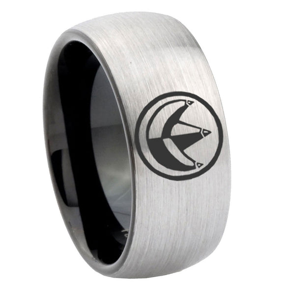 10mm-Green-Ranger-Power-Dome-Tungsten-Carbide-Silver-Black-Engagement-Ring