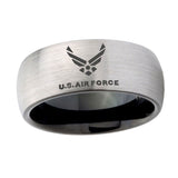 10mm-US-Air-Force-Dome-Tungsten-Carbide-Silver-Black-Personalized-Ring