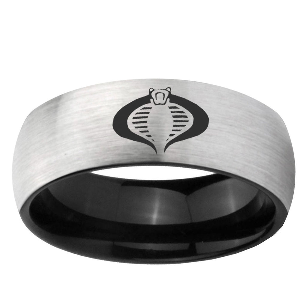 6mm Cobra Two-Tone Classic Dome Gray Black Tungsten Promise Ring