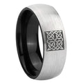 8mm Celtic Design Two-Tone Classic Dome Gray Black Tungsten Promise Ring