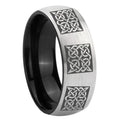 8mm Multiple Celtic Two-Tone Classic Dome Gray Black Tungsten Promise Ring