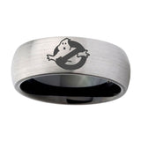10mm-Ghostbusters-Dome-Tungsten-Carbide-Silver-Black-Wedding-Ring