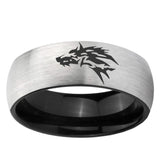 6mm Wolf Dome Gray And Black Tungsten Carbide Wedding Ring