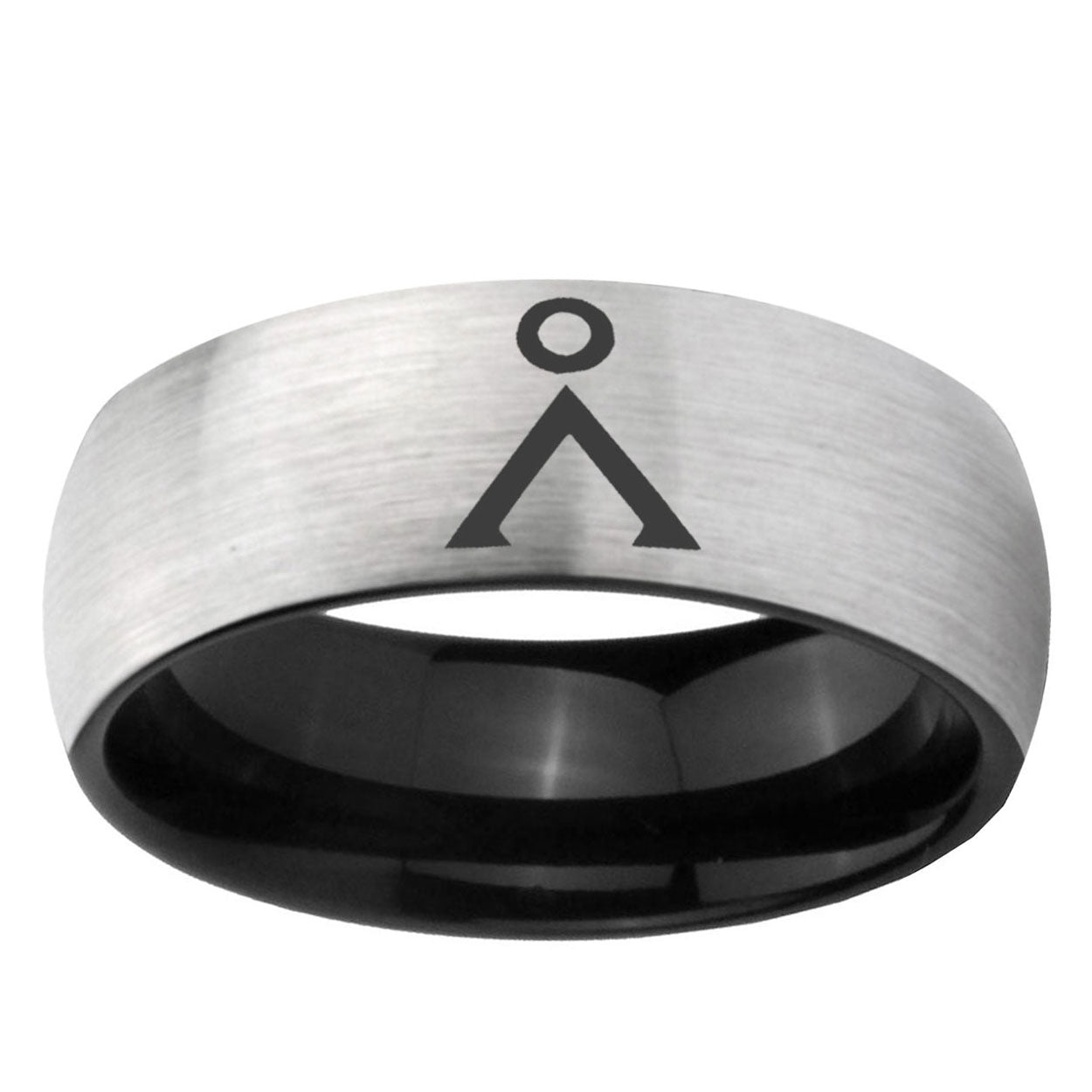 6mm Stargate Two-Tone Classic Dome Gray Black Tungsten Promise Ring