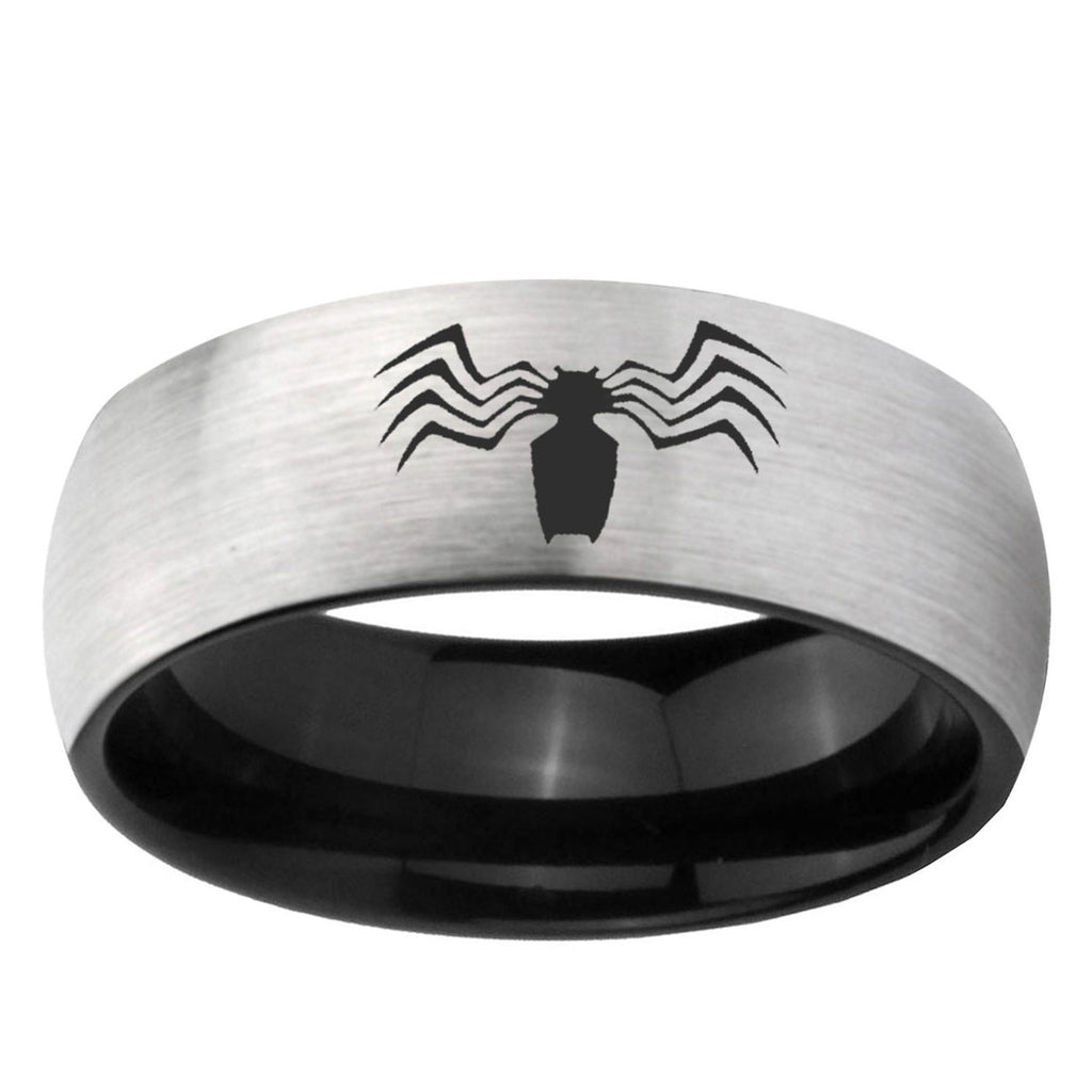 6mm Spider Two-Tone Classic Dome Gray Black Tungsten Promise Ring