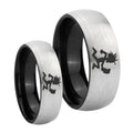 Hatchet Man Dome Gray Black Tungsten His Hers Ring Set