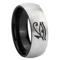 8mm Seeing Eye Two-Tone Classic Dome Gray Black Tungsten Promise Ring
