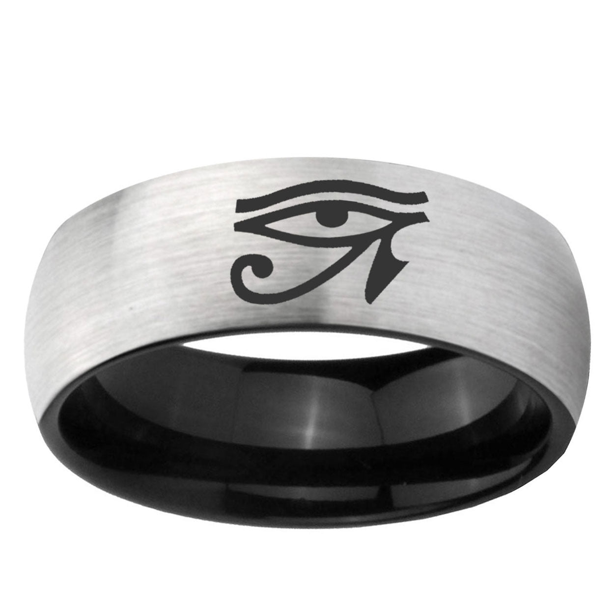 6mm Seeing Eye Two-Tone Classic Dome Gray Black Tungsten Promise Ring
