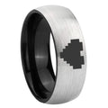 8mm Zelda Heart Two-Tone Classic Dome Gray Black Tungsten Promise Ring