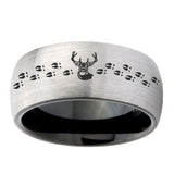 10mm-Deer-Antler-Dome-Tungsten-Carbide-Silver-Black-Engagement-Ring