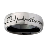 10mm-Heart-Beat-forever-Heart-always-more-Dome-Tungsten-Silver-Black-Promise-Ring