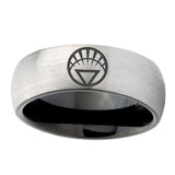 6, 8mm White Lantern Dome Silver Engraved Band Ring