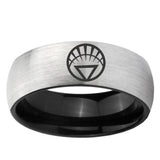 6mm White Lantern DomeGray And Black Tungsten Engraved Mens Ring