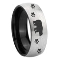 8mm Bear and Paw Two-Tone Classic Dome Gray Black Tungsten Promise Ring