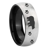 8mm Bear and Paw Dome Gray And Black Tungsten Carbide Engagement Ring