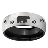 6mm Bear and Paw Dome Gray And Black Tungsten Carbide Engagement Ring