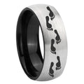 8mm Foot Print Two-Tone Classic Dome Gray Black Tungsten Promise Ring