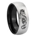 8mm Dragon Symbol Two-Tone Classic Dome Gray Black Tungsten Promise Ring