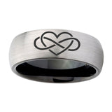 10mm-Infinity-Love-Dome-Tungsten-Carbide-Silver-Black-Men's-Wedding-Ring