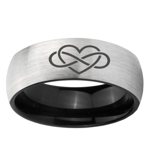 10mm Infinity Love Dome Tungsten Carbide Silver Black Men's Wedding Ring
