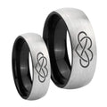 Infinity Love Dome Gray Black Tungsten Engagement Ring Set