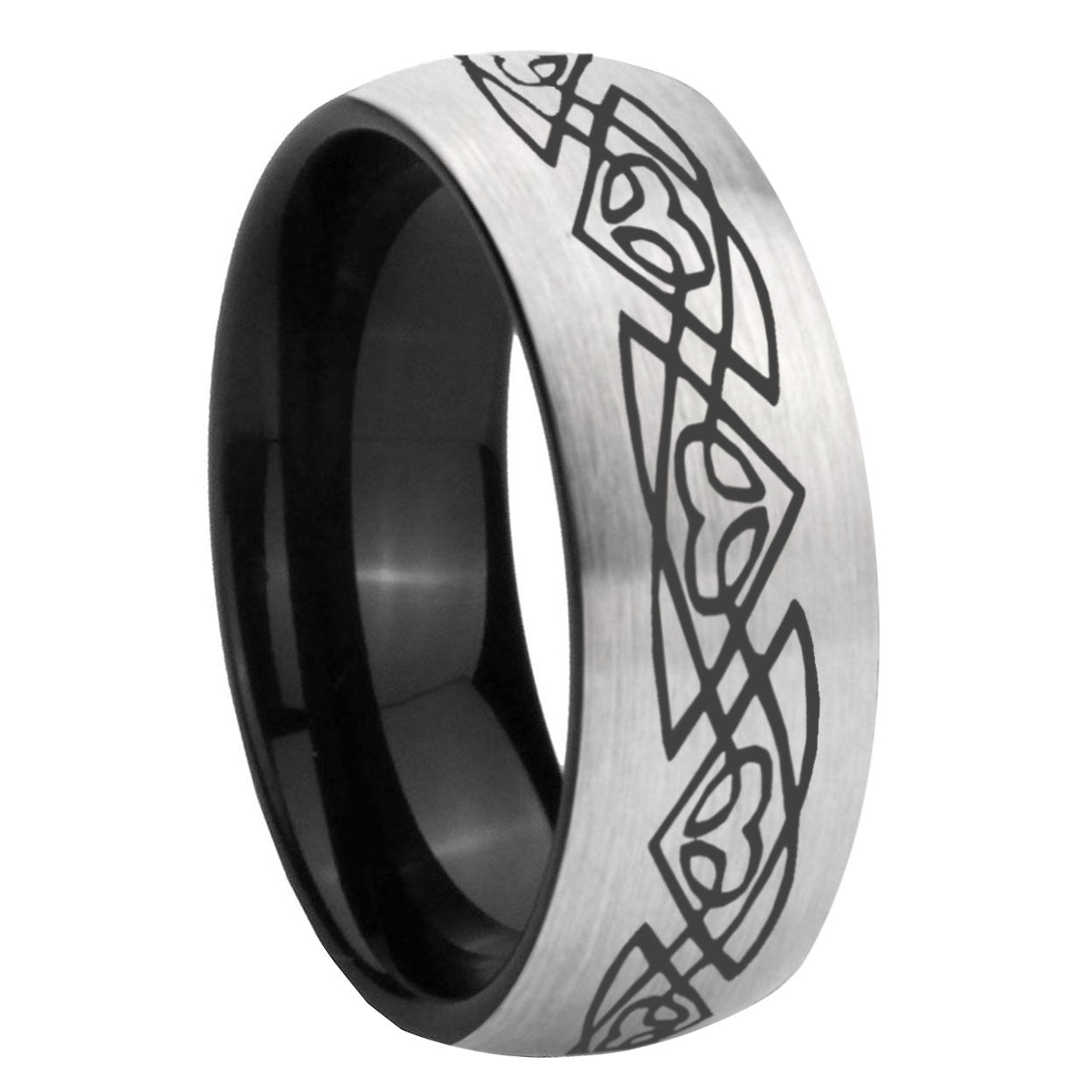 10mm Celtic Braided Dome Tungsten Carbide Silver Black Engagement Ring