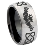 10mm-Irish-Claddagh-Dome-Tungsten-Carbide-Silver-Black-Engagement-Ring