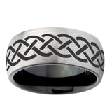 8mm-Celtic-Knot-Dome-Tungsten-Carbide-Silver-Black-Wedding-Band-Mens