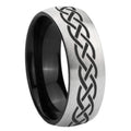 8mm Celtic Knot Symbol Two-Tone Classic Dome Gray Black Tungsten Promise Ring