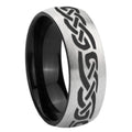 8mm Celtic Infinity Love Two-Tone Classic Dome Gray Black Tungsten Promise Ring