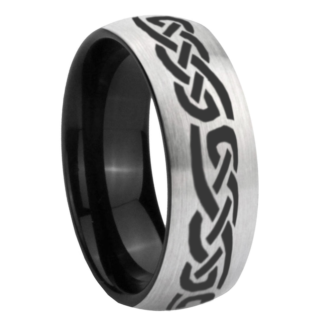 10mm Celtic Knot Infinity Love Dome Tungsten Carbide Silver Black Engagement Ring