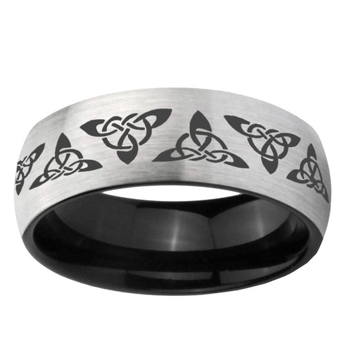 10mm Celtic Knot Dome Tungsten Carbide Silver Black Engagement Ring