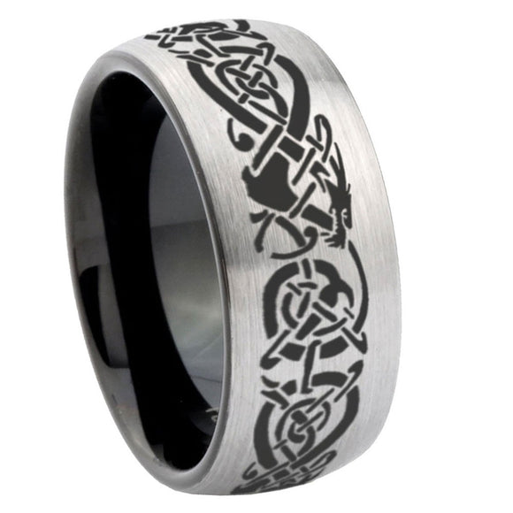 8mm-Celtic-Dragon-Dome-Tungsten-Carbide-Silver-Black-Wedding-Band-Mens