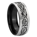 10mm Celtic Dragon Dome Tungsten Carbide Silver Black Engagement Ring