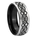 8mm Celtic Knot Design Two-Tone Classic Dome Gray Black Tungsten Promise Ring