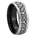 8mm Celtic Knot Love Two-Tone Classic Dome Gray Black Tungsten Promise Ring