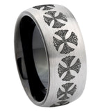 10mm-Medieval-Cross-Dome-Tungsten-Carbide-Silver-Black-Engagement-Ring